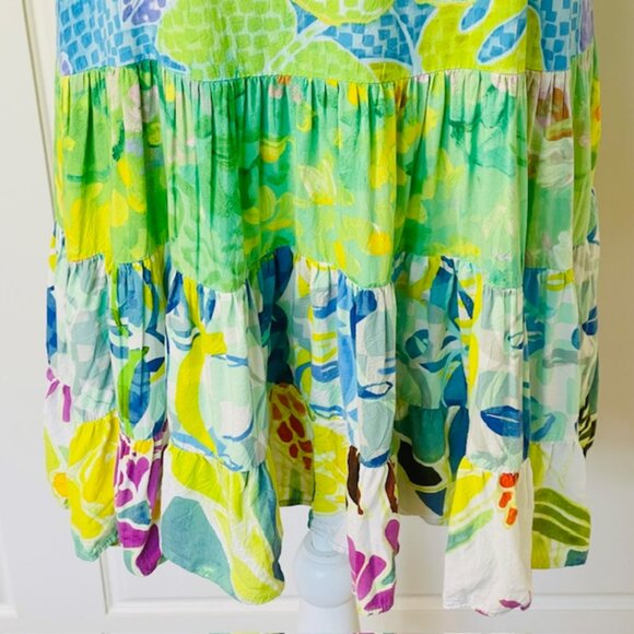 Jams World Hattie Dress Ruffle Tiered Babydoll Pacific Breeze Multicolor XS - Picture 2 of 9